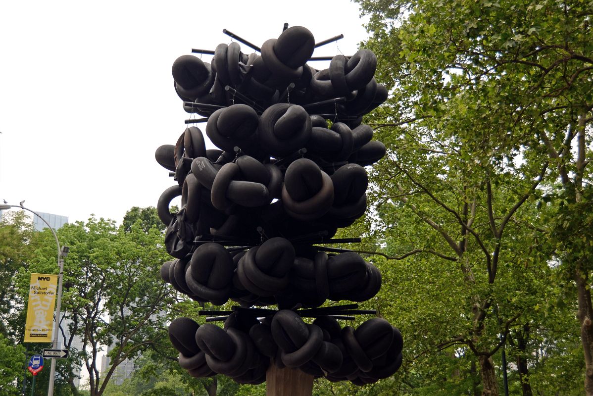 13 Tornado Sculpture By German Michael Sailstorfer Made Of Inflated Truck Tire Inner Tubes, Steel, And Concrete At The Southeast Corner Of Central Park